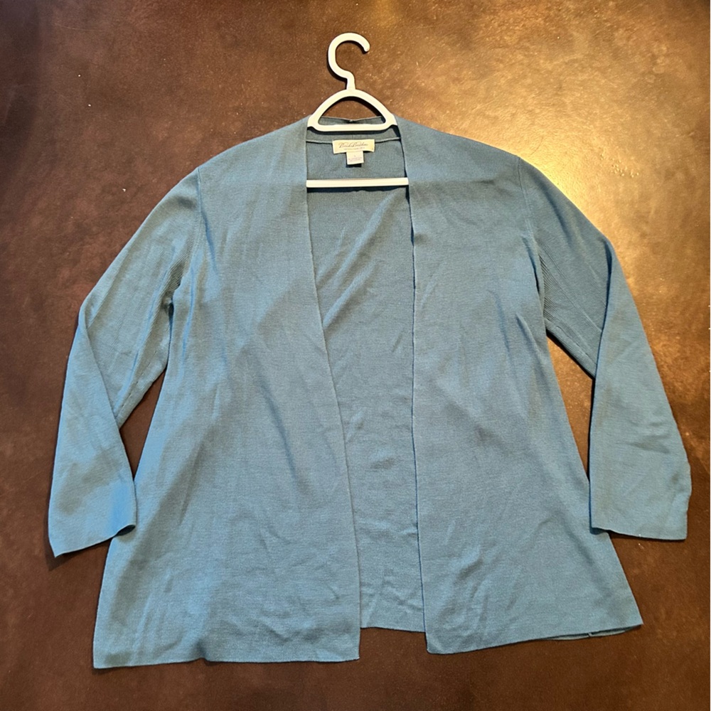 Brooks Brothers Merino wool blend Women's Teal Open Cardigan size large